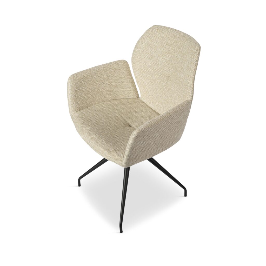 eetkamerstoel beige wit met draaipoot zwart