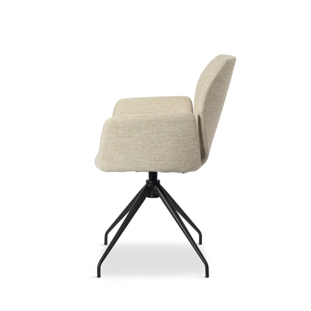 stoel voor eetkamer beige creme met zwarte draaipoot