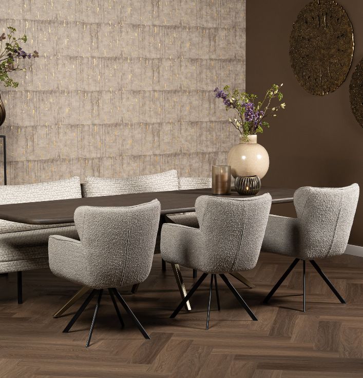 eetkamerstoel beige hoge rug