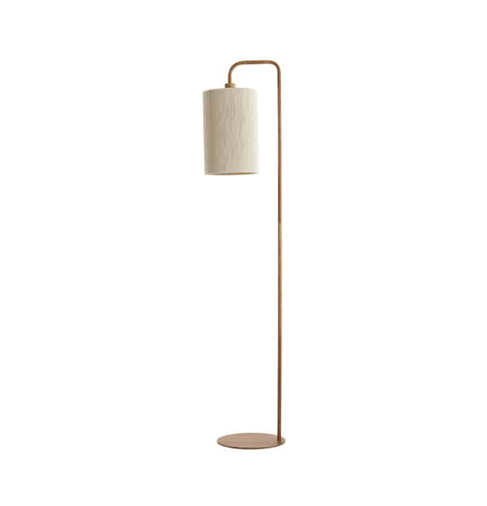 Vloerlamp bruin hout met kap beige touw