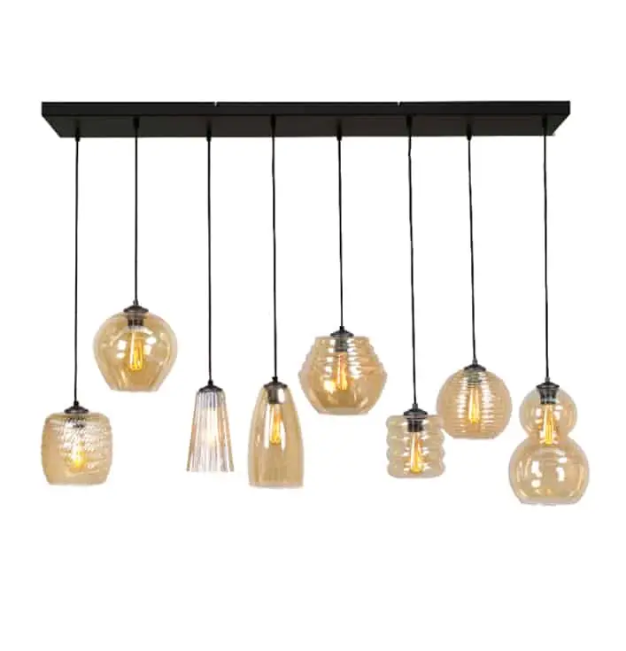 Hanglamp glas vormen amber