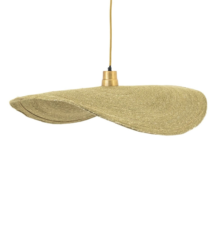 Hanglamp touw en metaal naturel en goud draad