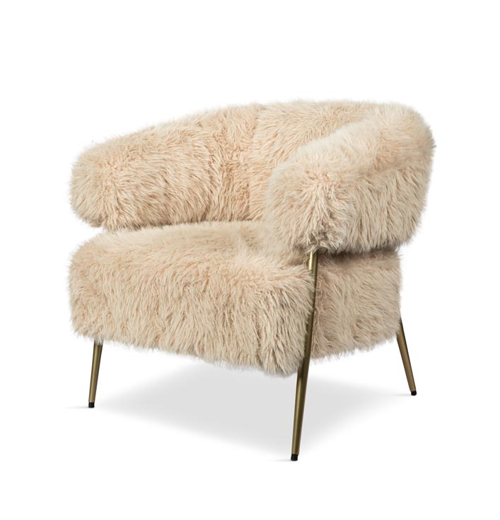 Fauteuil harig met champagne kelur poten