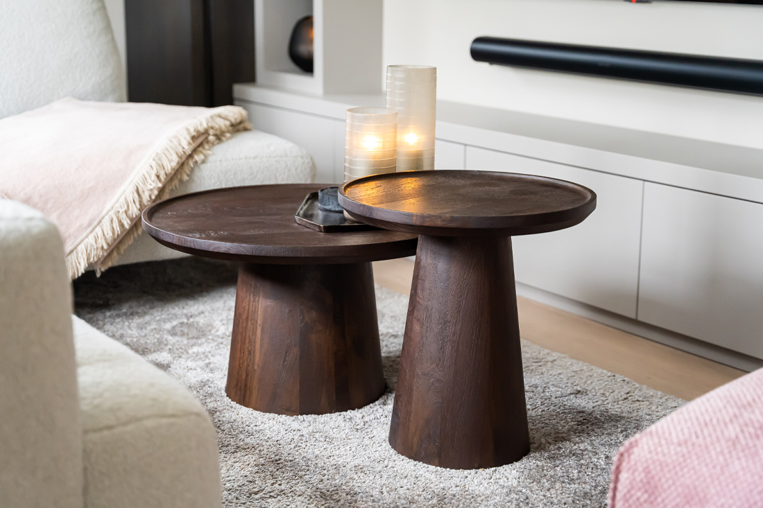 Ronde salontafel hout bruin