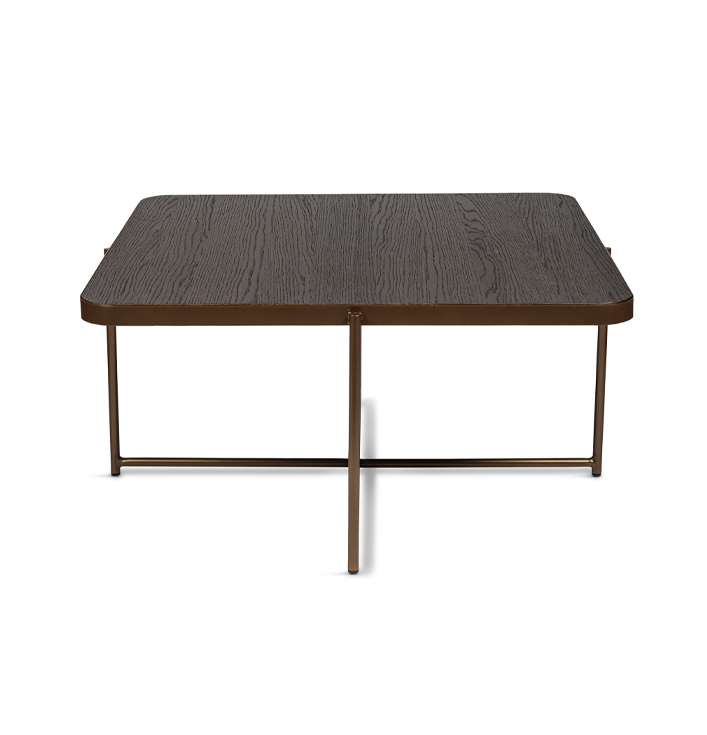Salontafel fineer eiken bruin met metalen afwerking bruin