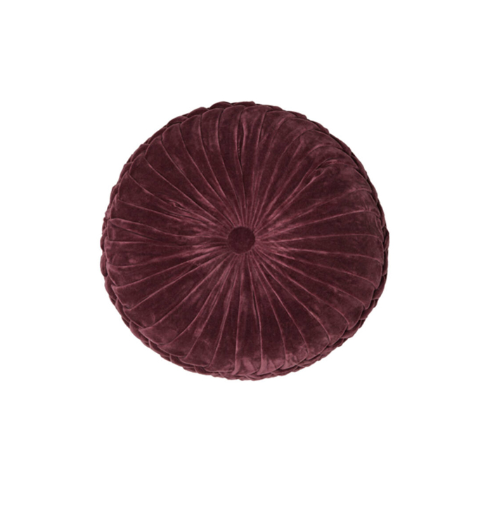 Sierkussen aubergine stof rond