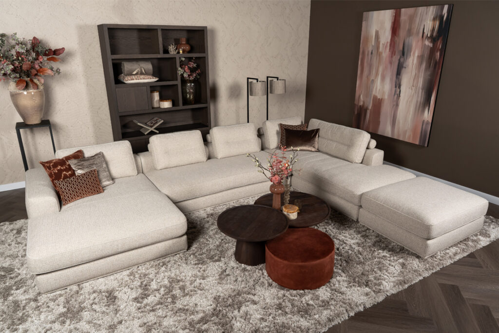 Ligelement hoekbank Lisonne beige stof