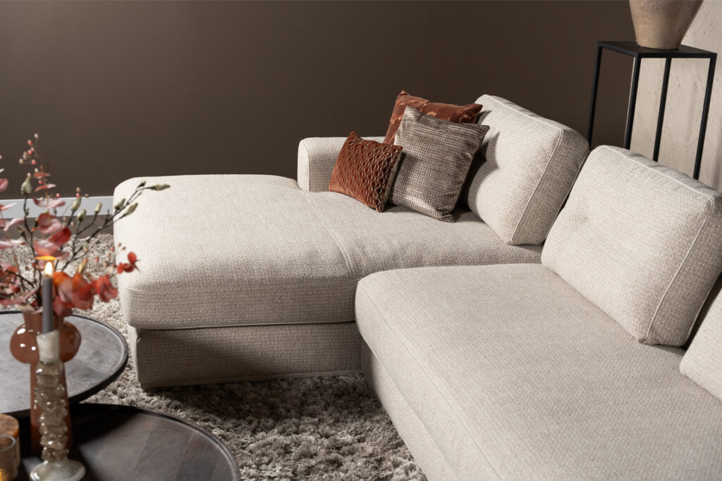 Stoffen hoekbank beige