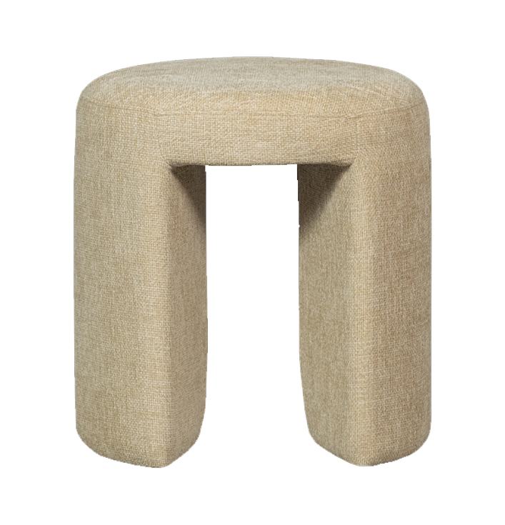 Poef kruk beige gestoffeerd