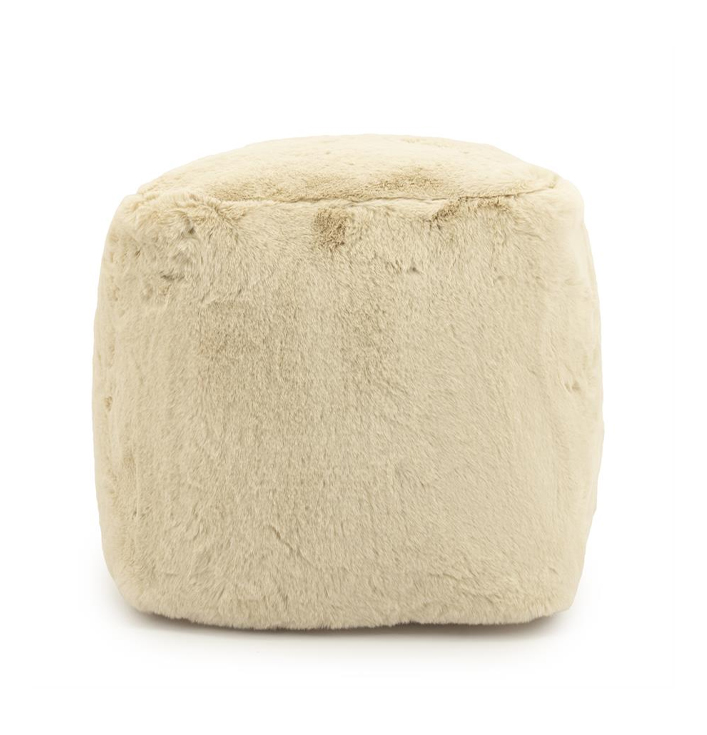 Poef zacht beige polyester