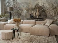 Beige hoekbank ribstof elementenbank