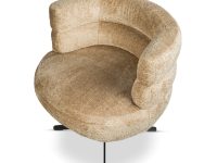 Eetkamerstoel beige rond met metaal onderstel zwart