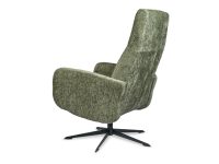 Poot zwart armleuning groenen stoffen fauteuil