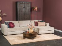 Strakke hoekbank beige stof