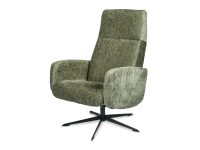 Zwart onderstel metaal armleuning groen stof fauteuil