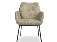 beige eettafelstoel met vaste poot en armleuning