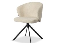 beige stoel met zwarte poot en armleuning