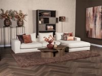 beige wit hoekbank met lig gedeelte