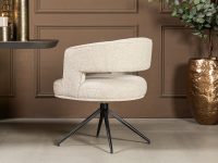 eetkamerstoel beige met openrug en zwarte draaipoten