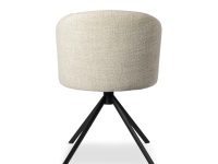 eetkamerstoel met armleuning beige wit met zwarte poten