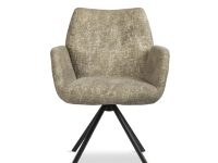 eettafelstoel beige creme met draaipoot en armleuning