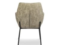 eettafelstoel met armleuning beige stof met zwart stalen poten
